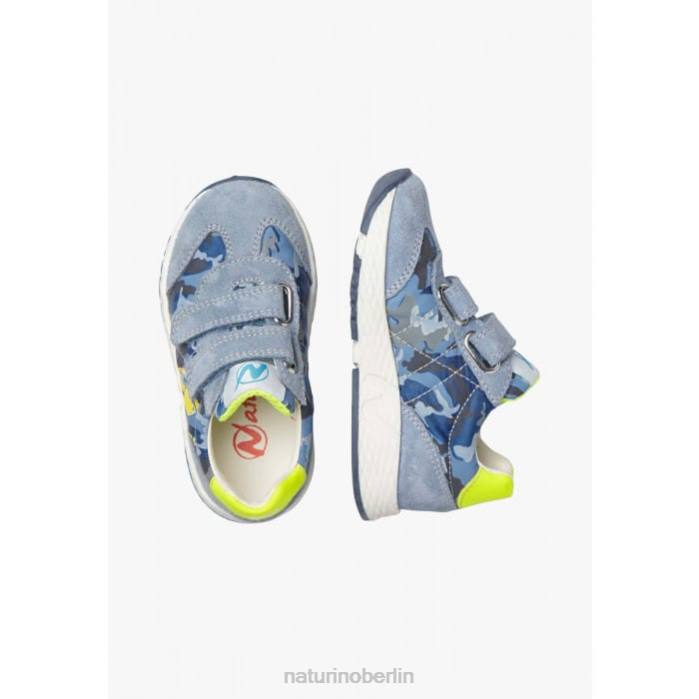 de Naturino Kinder jesko vl. Sneakers aus technischem Stoff und Wildleder hellblau-gelb 822X469