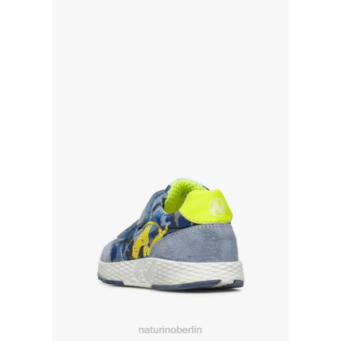 de Naturino Kinder jesko vl. Sneakers aus technischem Stoff und Wildleder hellblau-gelb 822X469