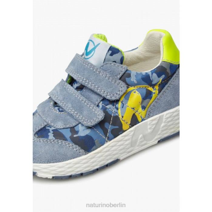de Naturino Kinder jesko vl. Sneakers aus technischem Stoff und Wildleder hellblau-gelb 822X469