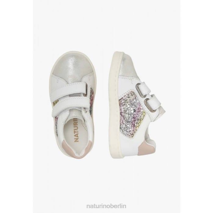 de Naturino Kinder kozuc vl Sneakers aus Leder und Wildleder Silber Weiss 822X405