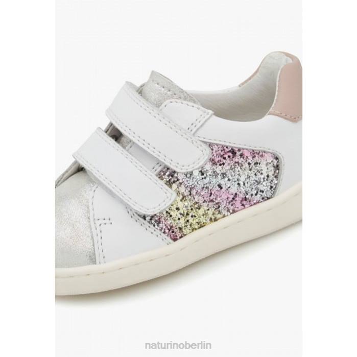 de Naturino Kinder kozuc vl Sneakers aus Leder und Wildleder Silber Weiss 822X405