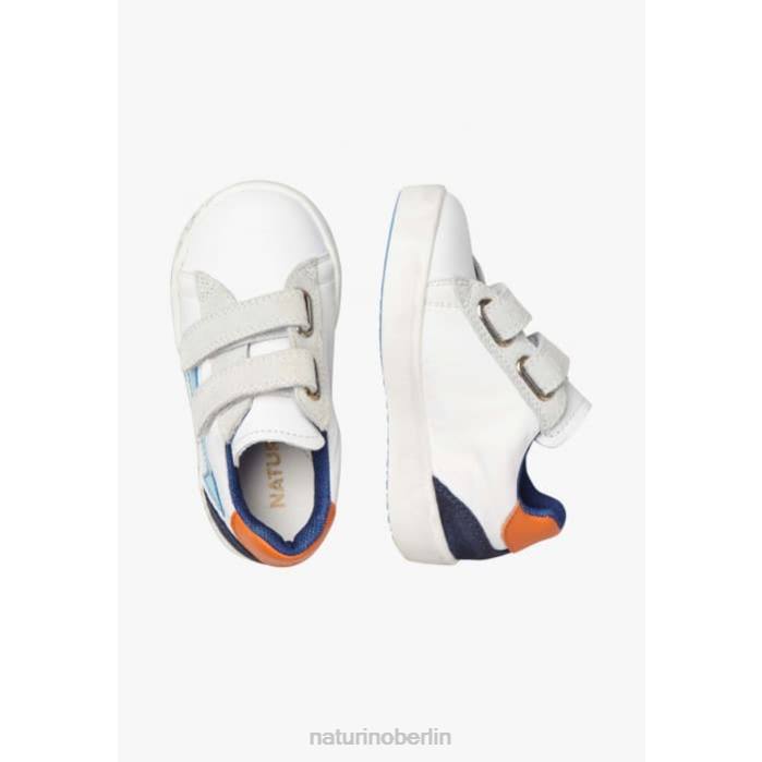 de Naturino Kinder kristil vl Sneakers aus Leder und Stoff weiß-himmelblau 822X486