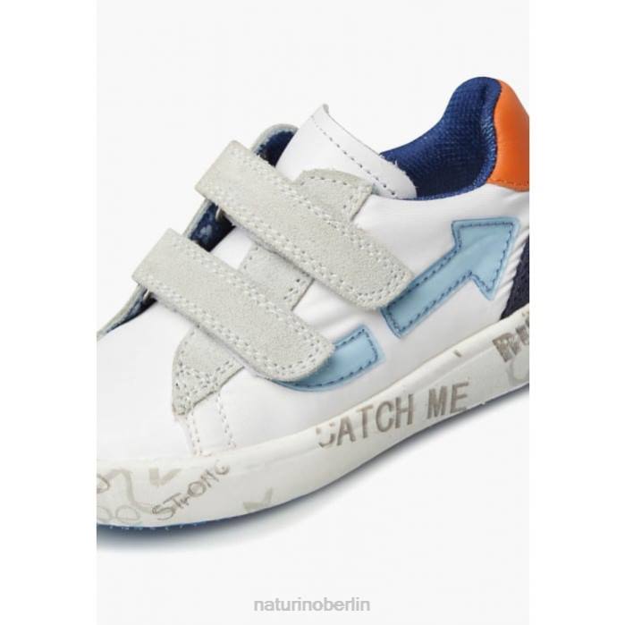 de Naturino Kinder kristil vl Sneakers aus Leder und Stoff weiß-himmelblau 822X486