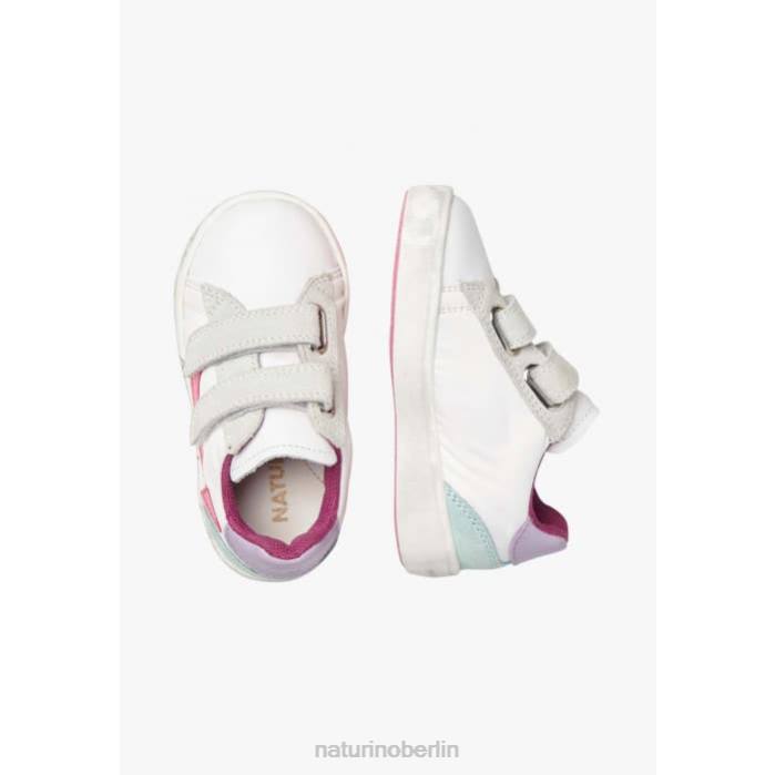 de Naturino Kinder kristil vl Sneakers aus Leder und Stoff weiß-rosa 822X490