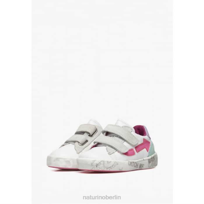 de Naturino Kinder kristil vl Sneakers aus Leder und Stoff weiß-rosa 822X490