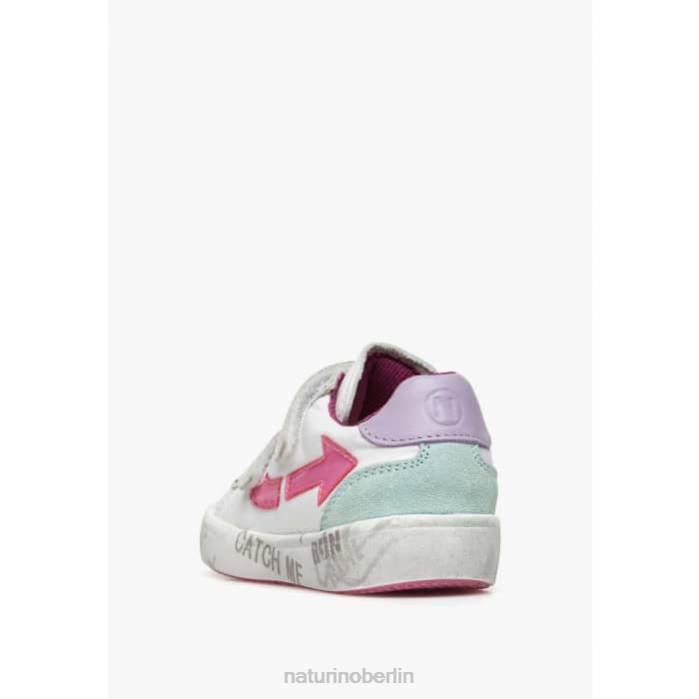de Naturino Kinder kristil vl Sneakers aus Leder und Stoff weiß-rosa 822X490