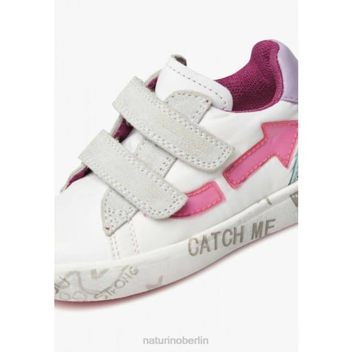 de Naturino Kinder kristil vl Sneakers aus Leder und Stoff weiß-rosa 822X490
