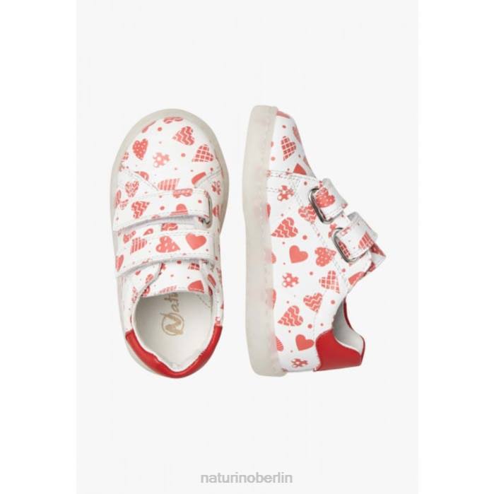 de Naturino Kinder owie vl Ledersneaker mit Herzaufdruck weiß Rot 822X505