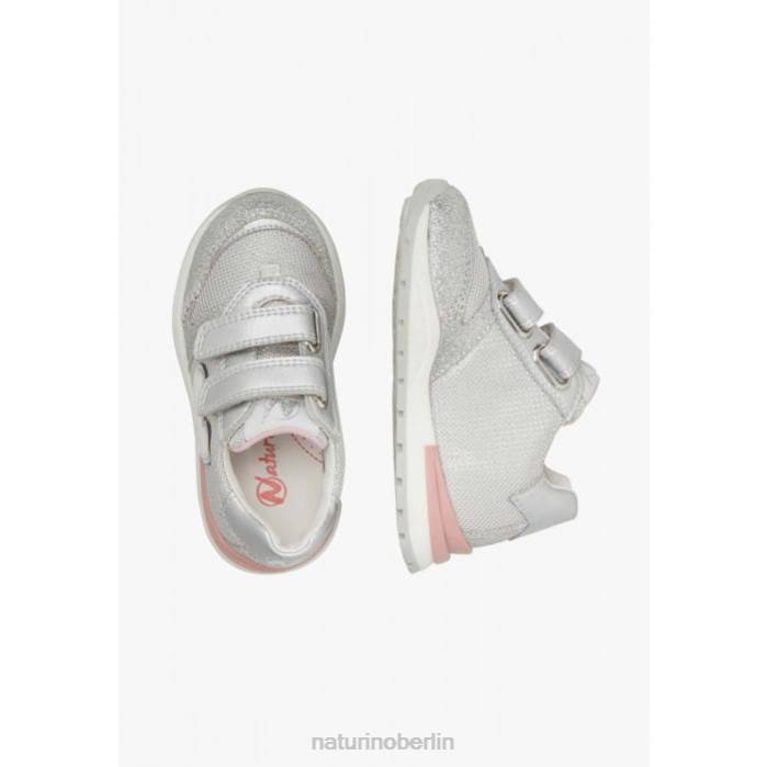 de Naturino Kinder quell vl Sneakers aus Leder und Stoff Silber 822X501