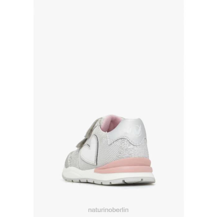 de Naturino Kinder quell vl Sneakers aus Leder und Stoff Silber 822X501