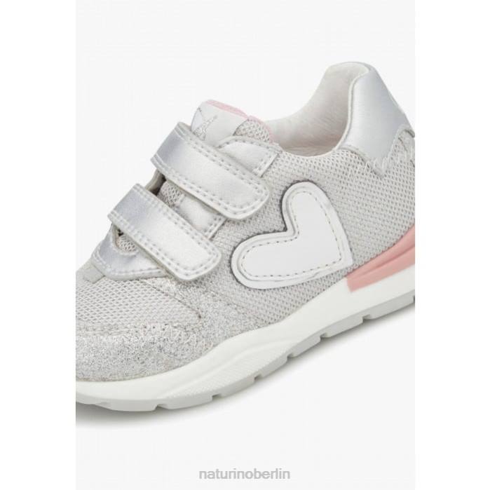 de Naturino Kinder quell vl Sneakers aus Leder und Stoff Silber 822X501
